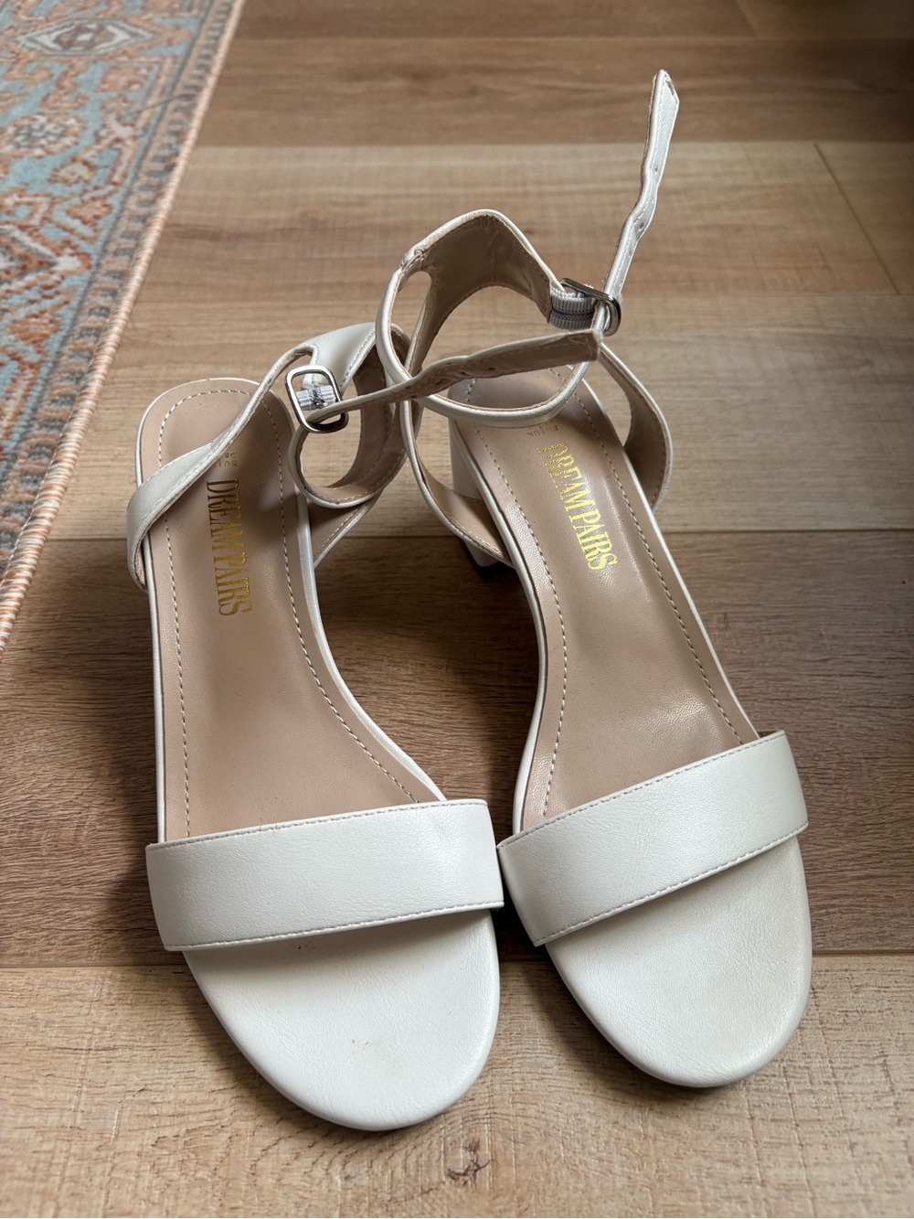 Dream Pairs Cream Ankle-Strap Block Heel Sandals